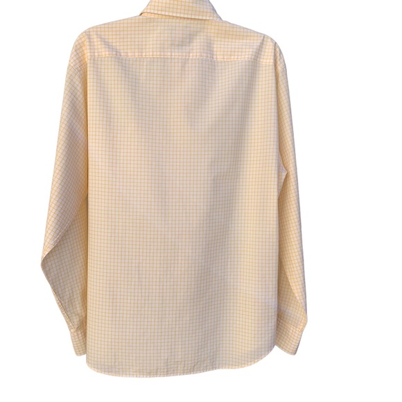 Faconnable Med Cotton Button Down Shirt White with Yellow Double Line Square - Picture 2 of 3